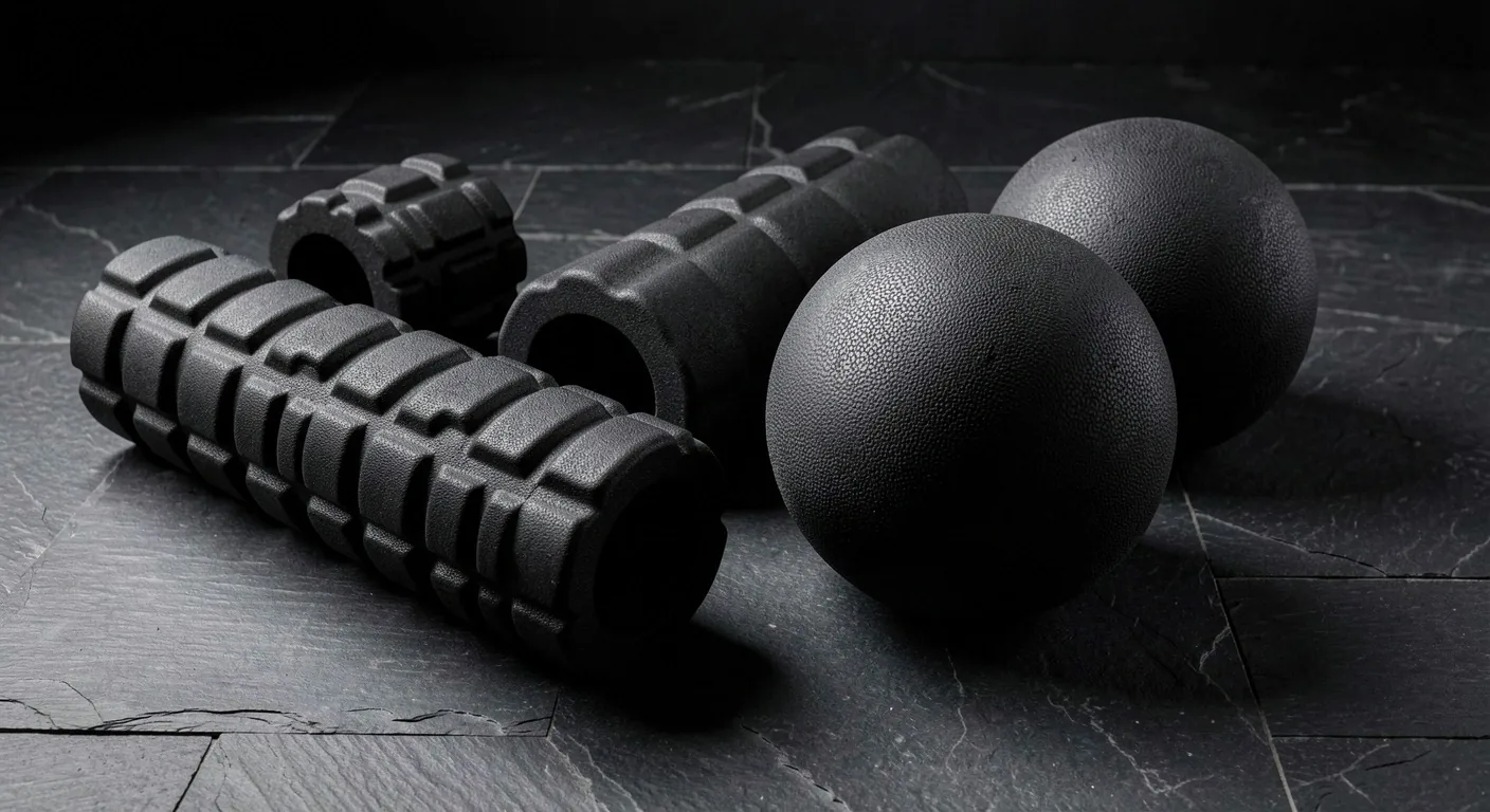 High-density textured foam roller on dark surface